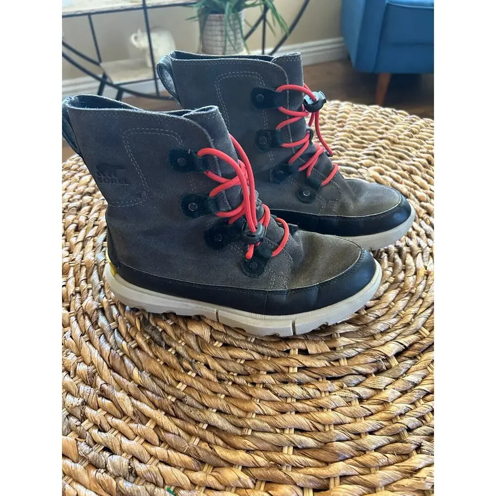 Kids Sorel Explorer™ Lace Winter boot, Gray, Size 5
